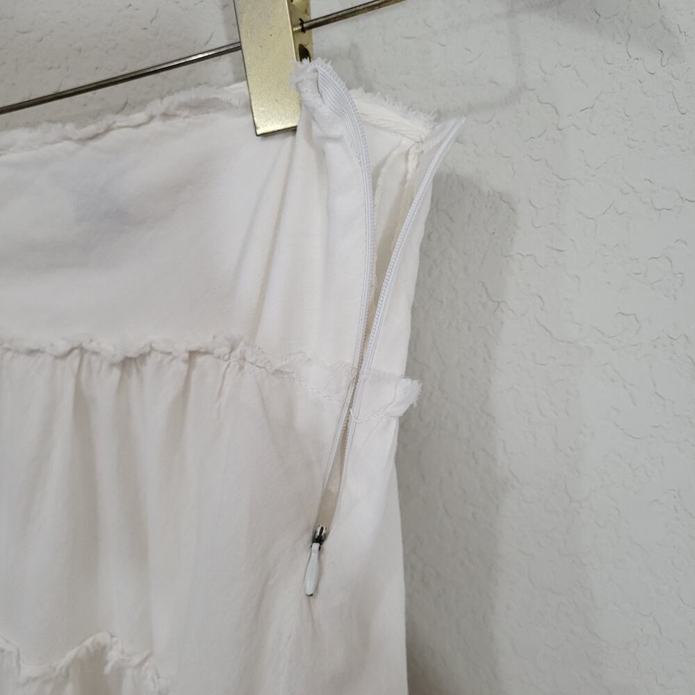 Ing White Tiered Cotton Skirt Size S Ruffle Boho Cottagecore Midi Below Knee - Picture 6 of 12